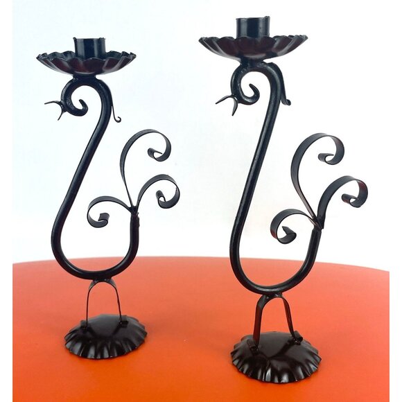 Vintage 1960s candlesticks, candle holder, bird shaped metal, half inch candles - Picture 3 of 10